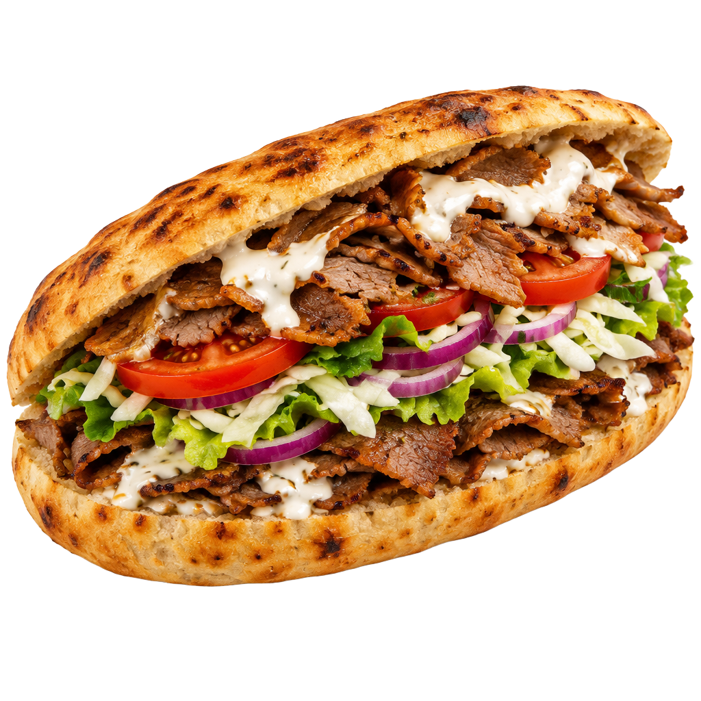 KI-Illustration eines Döners im Fladenbrot
